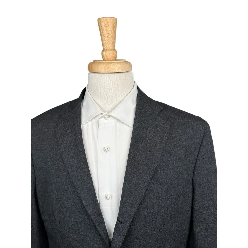 Jil Sander Charcoal Gray Pure Wool Mens Suit 40R Pant 32x29 Tailor Made